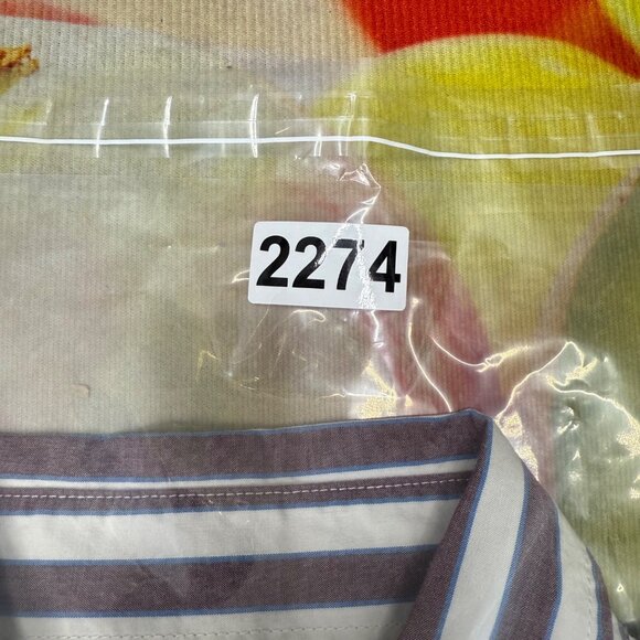 American Eagle Mens Size M Classic Fit Striped Long Sleeve Button-Down Shirt - Picture 7 of 7